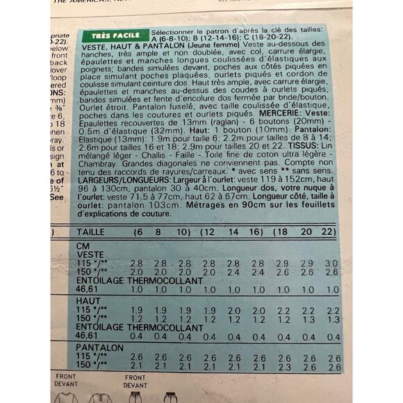 Butterick Sewing pattern 6631 suit blazer top pants size 18 20 22 - Picture 5 of 7